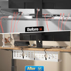 2 Pack Cable Management Under Desk White, Cinati 32" Large Cable Management Tray - Image 4