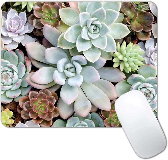 Cute Succulents Mouse Pad, Natural Plants Mousepad by CANFLASHION