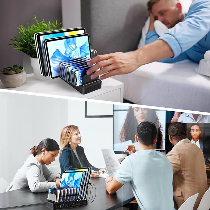Charging Station for Multiple Devices, 100W 10 Ports Flat Plug Charging Dock - Image 7