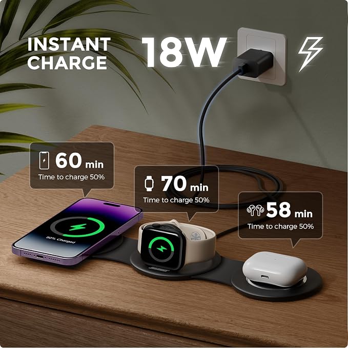 3 in 1 Charging Station for Apple Multiple Devices, Foldable Travel Wireless - Image 2