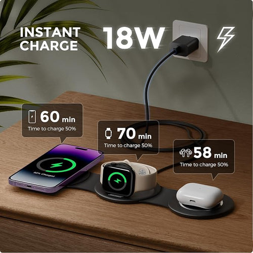 3 in 1 Charging Station for Apple Multiple Devices, Foldable Travel Wireless - Image 2