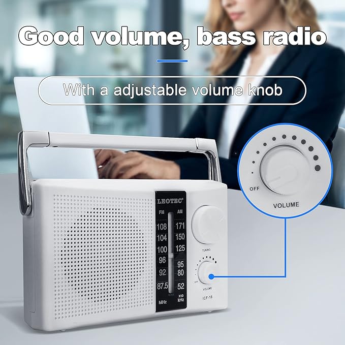 LEOTEC AM FM Radio Transistor Radio Battery or AC Powered - Image 2