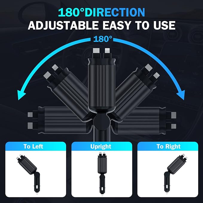 Car Charger with Starlight, 66W USB C Fast Car Chargers Adapter, 4 in 1 - Image 5