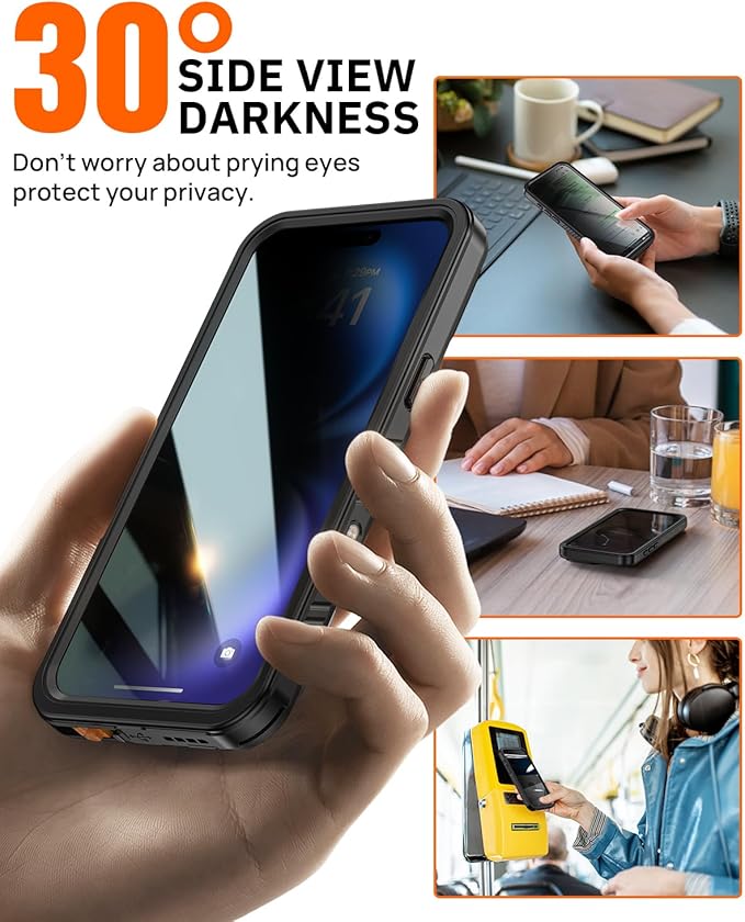 Lanhiem for iPhone 16 Privacy Case, Waterproof Dustproof Shockproof Cases for - Image 4