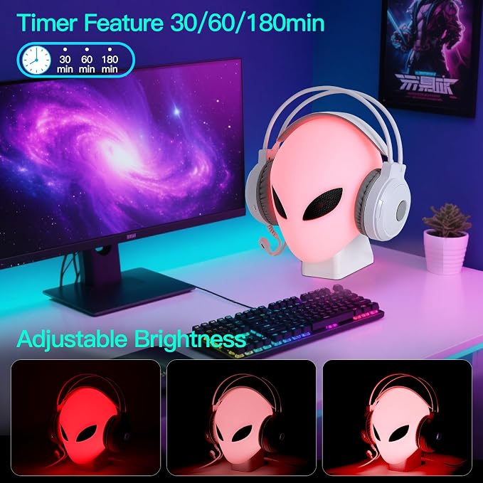 RGB Headphone Stand with Music Rhythm Light, 8-Color LED Gaming Headset Holder - Image 7
