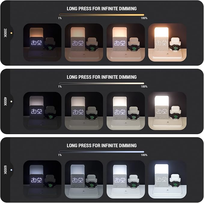 Wireless Charging Station, 7 in 1 Charging Station, Alarm Clock - Image 5