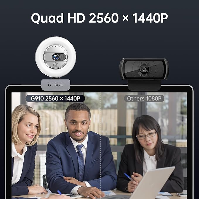 GUSGU G910 2K Quad HD Webcam for PC, - Image 2