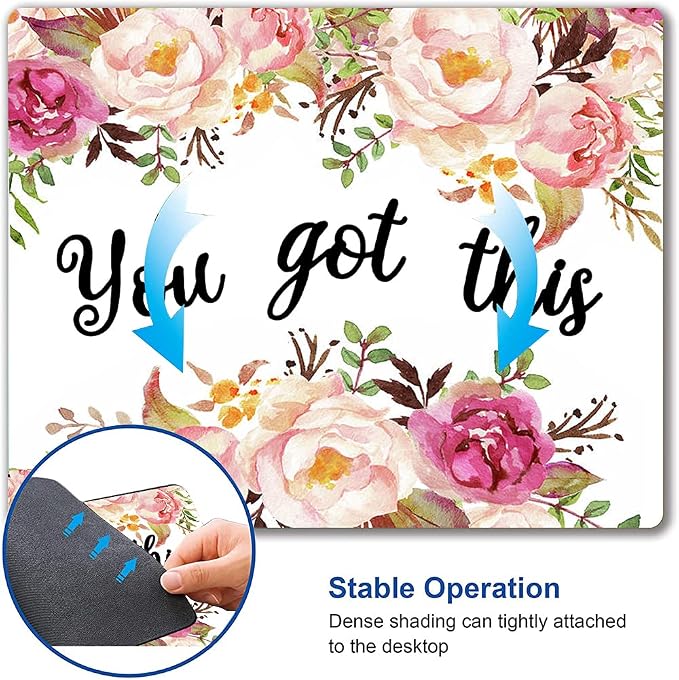 Hokafenle Mouse Pad Motivational, Cute Floral Mouse Pad - Image 5