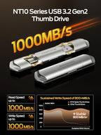 MOVE SPEED USB Drive 256GB External SSD 1000MB/s USB 3.2 Gen2+USB C Dual Ports - Image 3