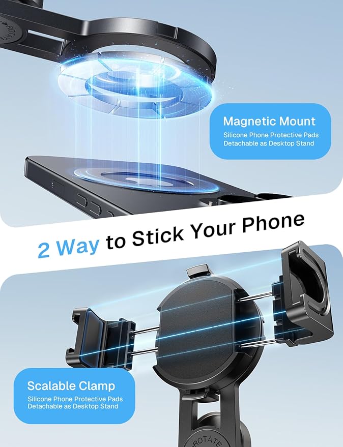 MAGIC JOHN Phone Tripod with 2 Selfie Light, Portable Pocket Size Selfie Stick - Image 2