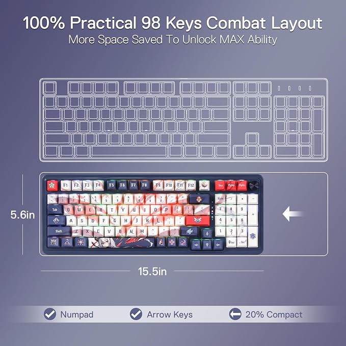 Redragon K686 PRO SE 98 Keys Wireless Gasket RGB Gaming Keyboard, 3-Mode Anime - Image 7