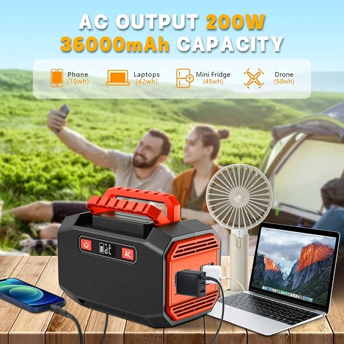 200w Power Station, Portable Solar Generator 36000mAh/133Wh - Image 2