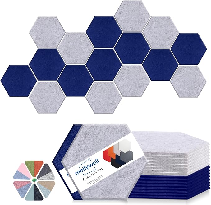 Mollywell Hexagon Acoustic Panels, High Density, Soundproofing, Decorative by Mollywell