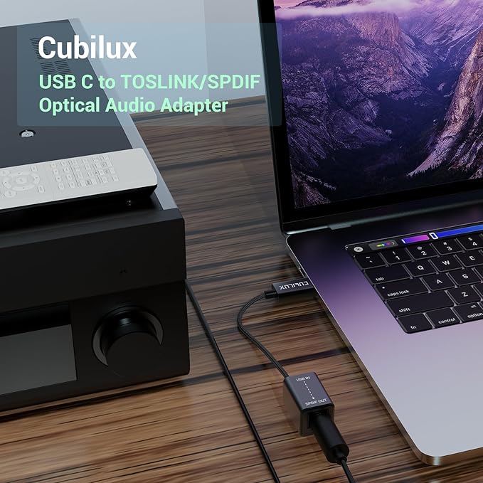 Cubilux USB C to SPDIF Transmitter, Unidirectional Type C to Optical Audio - Image 3