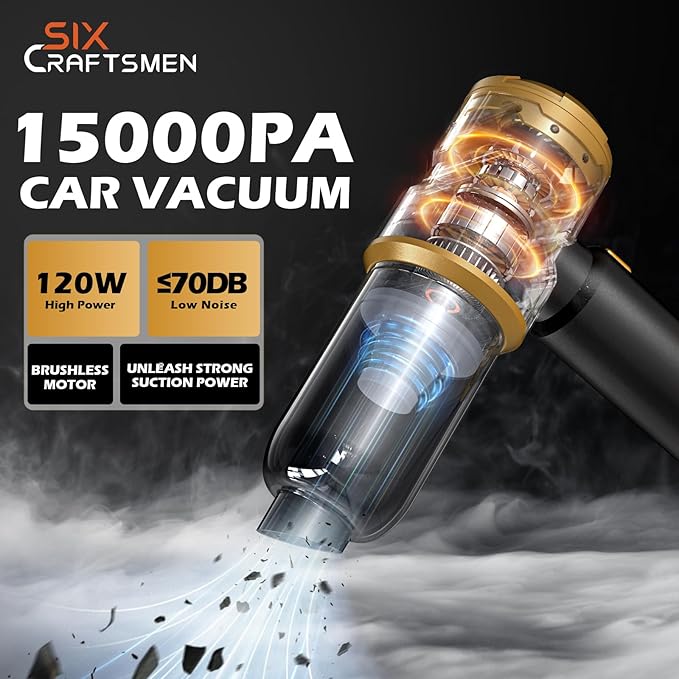 Handheld Car Vacuum with 15000PA Power, 4 in 1 Small Powerful Cordless Vacuum - Image 2