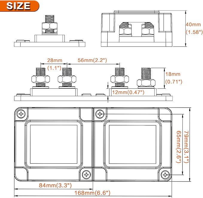 600A 48V Bus Bar Box 4 Stud M10 High Current Tin Plated Copper Distribution - Image 6
