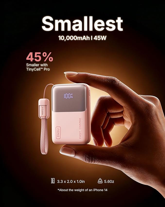 INIU Portable Charger, Ultra Mini 10000mAh 45W Fast Charging Power Bank - Image 2