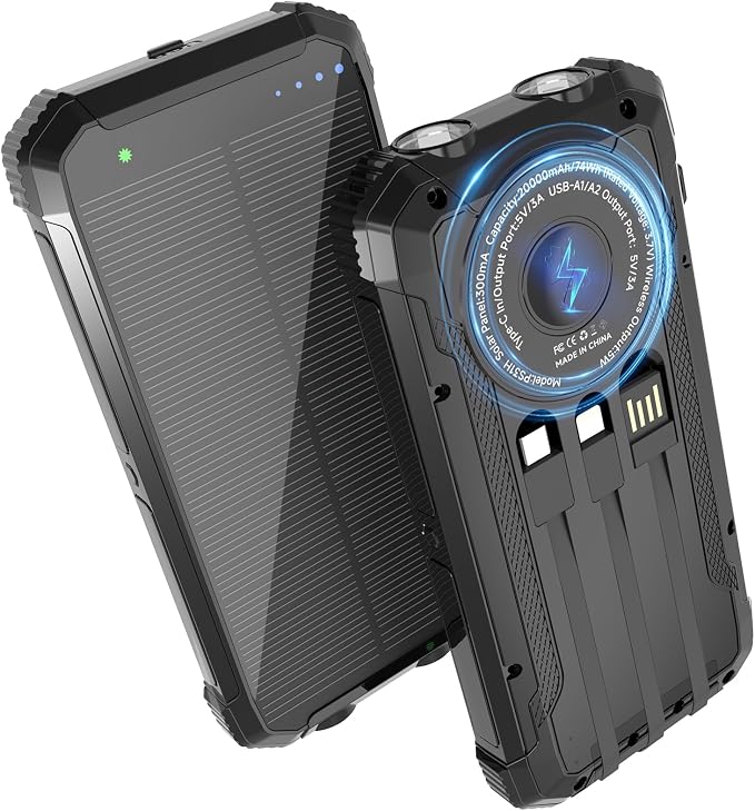 Solar Power Bank 20000mAh, Wireless Charger by NuynixSolarPowerBank