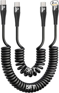 USB C to C Cable for Car 3FT&5FT, Coiled USB C Fast Charging Cable for iPhone by PRAKIE