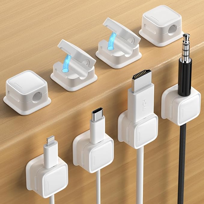 8 Pack Magnetic Cord Organizer Holder, Strong Adhesive Desk Cable Management by Costop