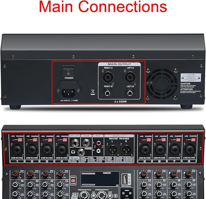 Audio Mixer 8 Channel, DJ Mixer Board - Image 4