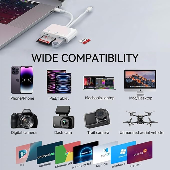 SD Card Reader for iPhone iPad Mac, USB C and Lightning Dual Connector Memory - Image 4
