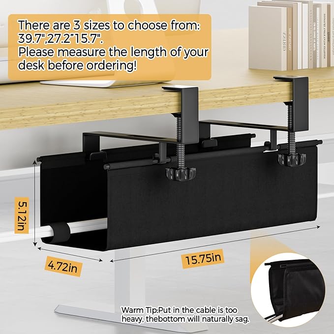 Under Desk Cable Management Tray 15.7" - Image 6