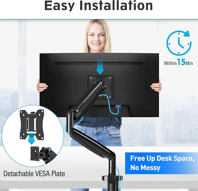 MOUNTUP Ultrawide Monitor Arm for Max 40 Inch Screen, Heavy Duty Monitor Desk - Image 9