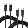 Coiled USB C to USB C Cable 2Pack 3FT Braided Retractable Fast Charging Cable by toocki