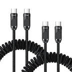 Coiled USB C to USB C Cable 2Pack 3FT Braided Retractable Fast Charging Cable by toocki