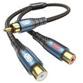 EMK RCA Splitter 1 Male to 2RCA Female Copper Shell Gold-Plated Y Adapter RCA by EMK