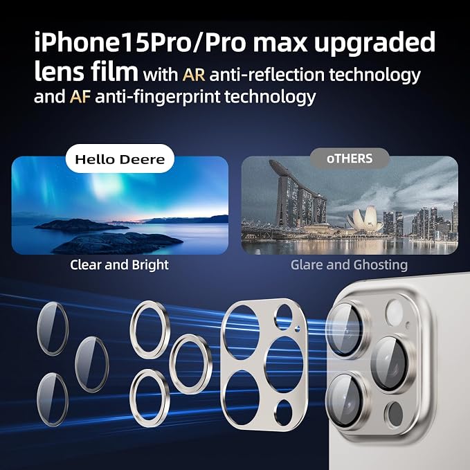 Compatible with iPhone 15 Pro Camera Lens Protector, Tempered Glass Full - Image 6