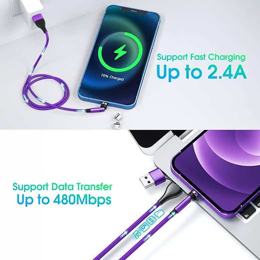 5-in-1 Magnetic Charging Cable, 540° Rotation Magnetic Phone Charger USB A/Type - Image 3