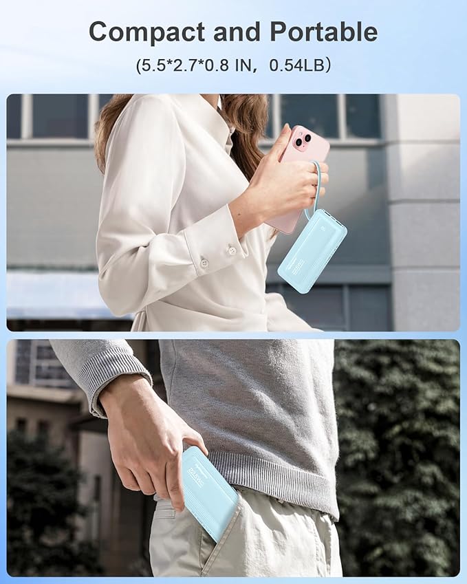 Portable Charger with Built in Cables, Slim 10000mAh Fast Charging 22.5W Power - Image 7