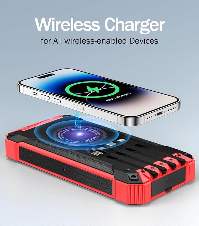 GOODaaa Power Bank Wireless Charger 36000mAh Built in 4 Cables Six Outputs 15W - Image 3