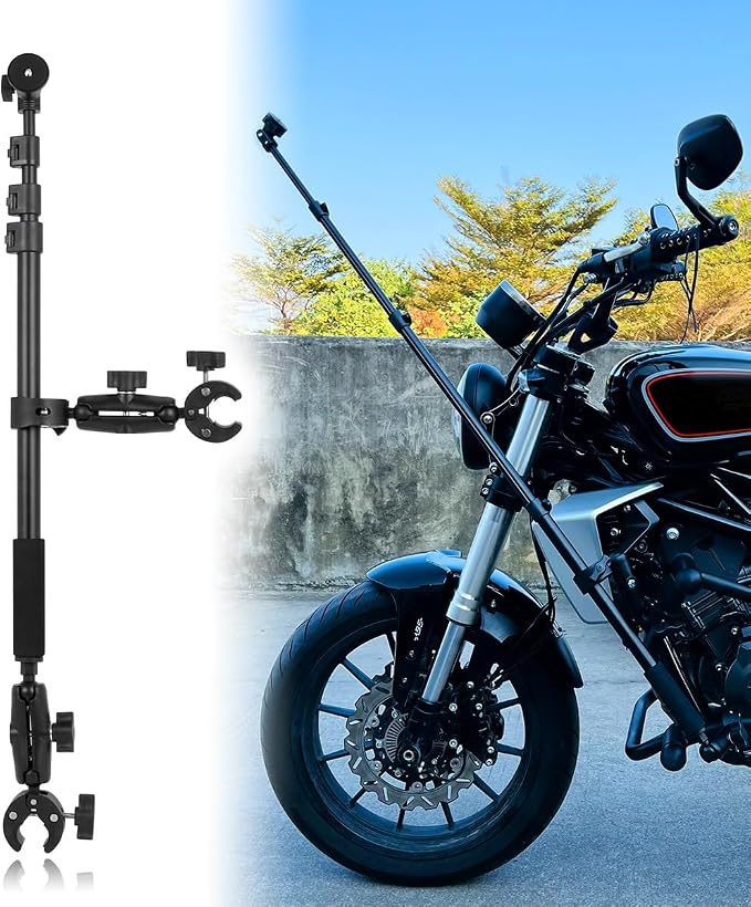 Motorcycle Bike Handlebar Double clamp Mount Invisible Selfie Stick Super - Image 2