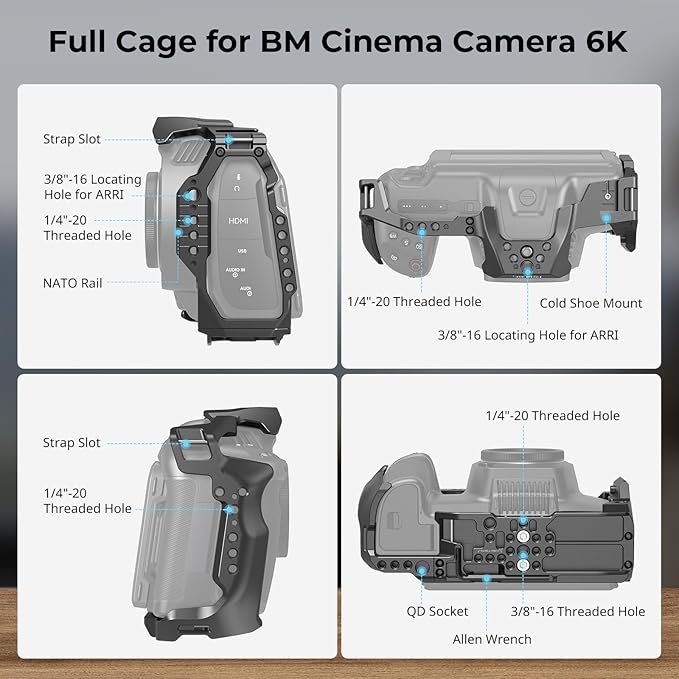 SmallRig Camera Cage Basic Kit for Blackmagic Design Cinema Camera 6K, Full - Image 2