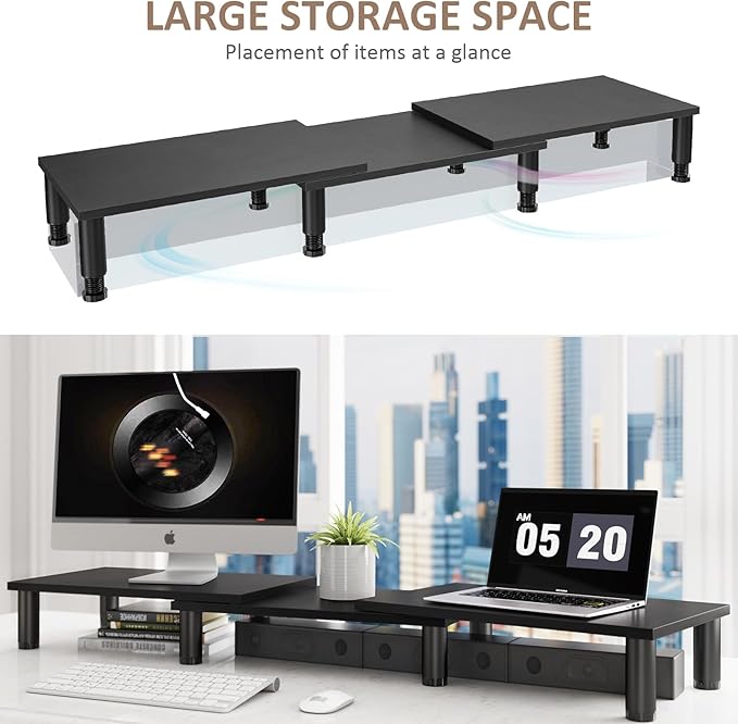 AX WABER Dual Monitor Stand Riser, Monitor Stand - Image 3