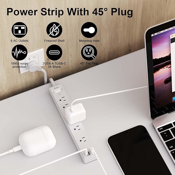10Ft Power Strip Surge Protector - Image 2