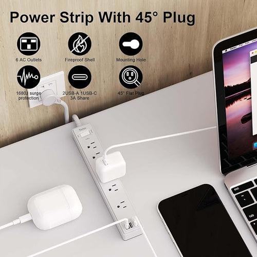 10Ft Power Strip Surge Protector - Image 2