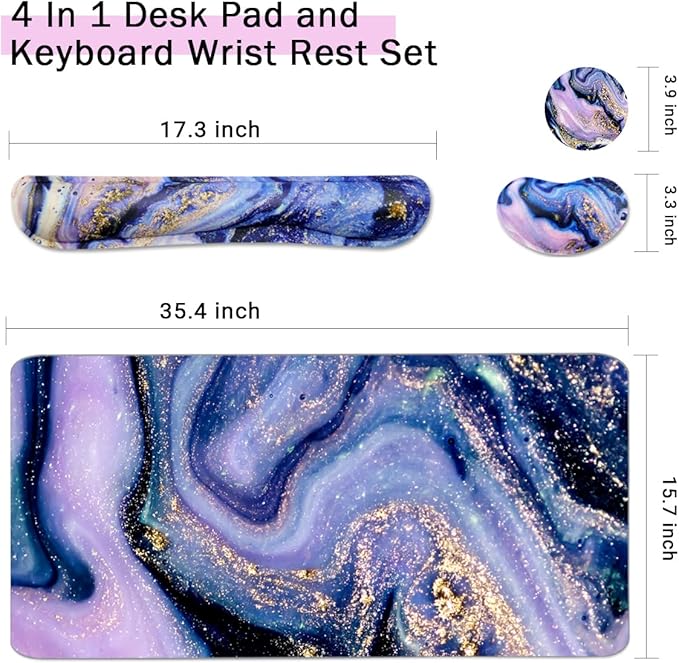 Keyboard Mouse Pad Set, Extended Mouse Pad+Keyboard Wrist Rest Support - Image 2