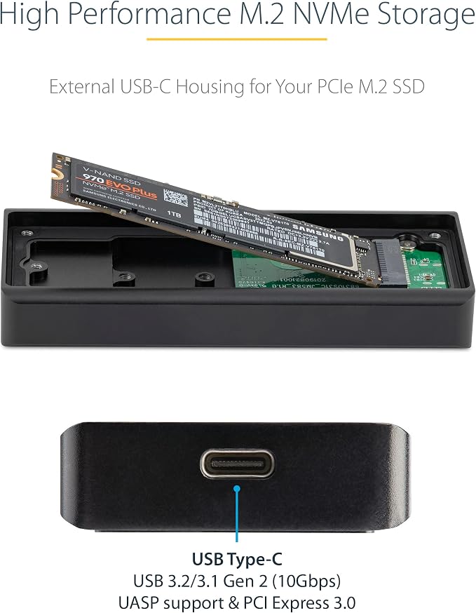 StarTech.com USB-C 10Gbps M.2 NVMe PCIe SSD Enclosure - Image 3