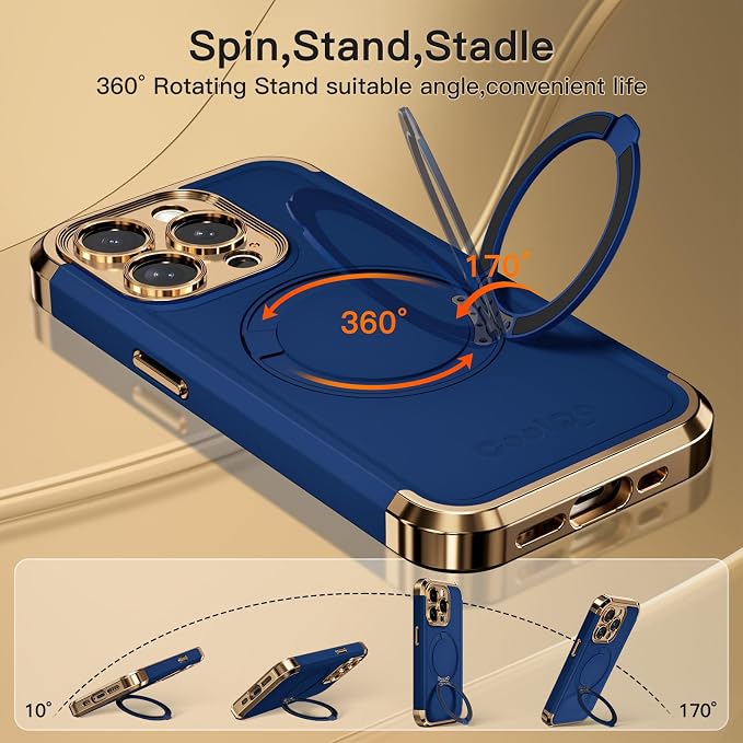 COOLQO for iPhone 14 Pro Case 6.1'' Upgraded 360° Spin Magnetic Stand - Image 3