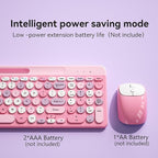 Retro Wireless Keyboard with Round Keycaps, 2.4GHz Full-Size USB Cute Wireless - Image 3