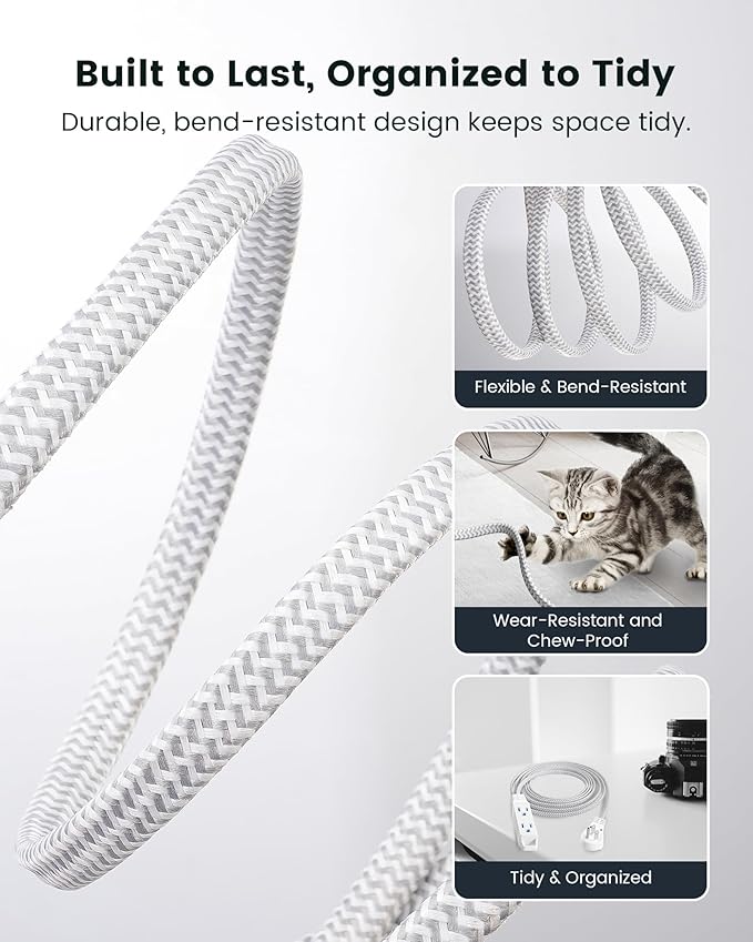 SURAIELEC 10FT 360° Rotating Flat Plug Extension Cord Flat Wall Plug - Image 5