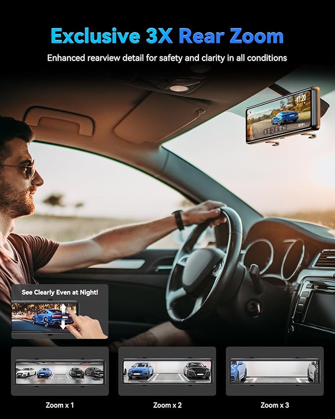 JOMISE T860+ Mirror Dash Cam 4K Front and 2.5K Rear, Detached Front Camera - Image 4