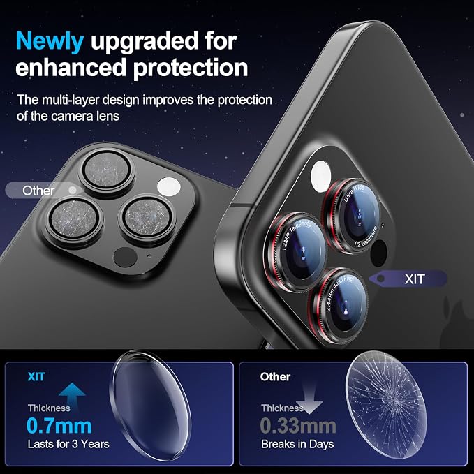 X-it 2 Pack Camera Lens Protector, Shatterproof Anti-Scratch Ultra HD Camera - Image 6