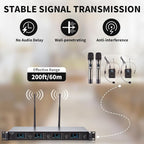 4 Channel Wireless Microphone System UHF 2 Cordless Handheld Mics and 2 - Image 2