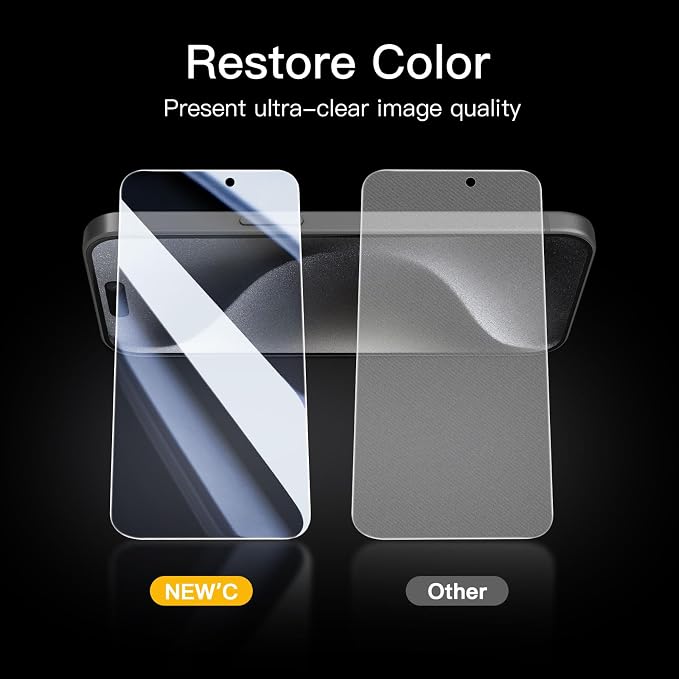 NEW'C 3 Pack Privacy for iPhone 15 Pro Screen Protector, Anti-Spy Tempered - Image 7