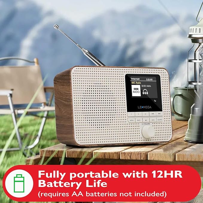 LEMEGA IR1 Portable WiFi Internet Radio, FM Digital Radio, Dual Alarms Clock - Image 4